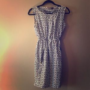 Business Casual Black & White Print Dress